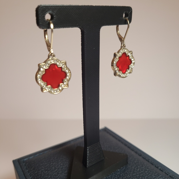 crown & ivy Jewelry - Elegant Red and Gold Earrings